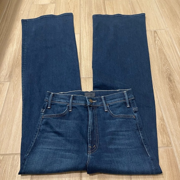 Mother The Hustler Roller Heel High Waisted Wide Leg 70’s Blue Jeans 33” Sz 26/4 - Picture 6 of 16